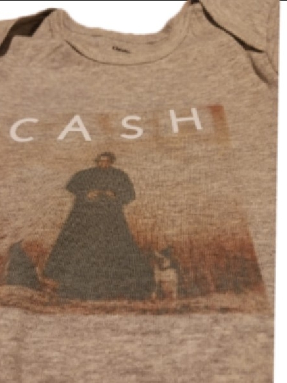 Kids Graphic Tee - 'CASH' Print, 24 Months Onsie with vintage Johnny Cash Photo